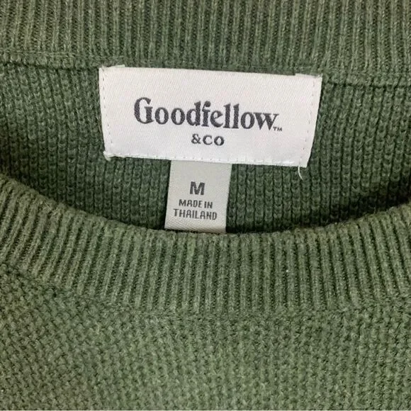 Green Textured Long Sleeve Shirt Men’s Medium Waffle Weave Top Fall Winter Warm - Picture 6 of 8